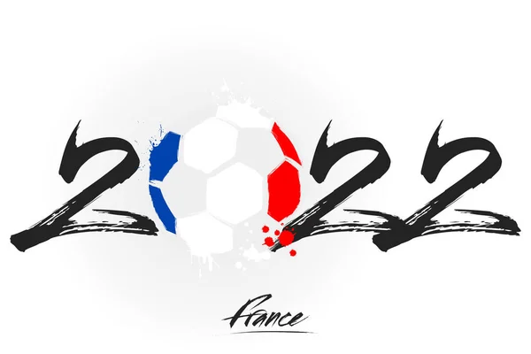 Numbers 2022 Abstract Soccer Ball Painted Colors France Flag 2022 — стоковий вектор