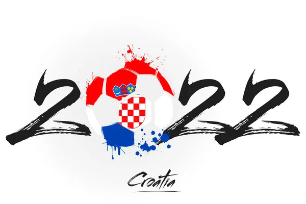 Numbers 2022 Abstract Soccer Ball Painted Colors Croatia Flag 2022 — ストックベクタ