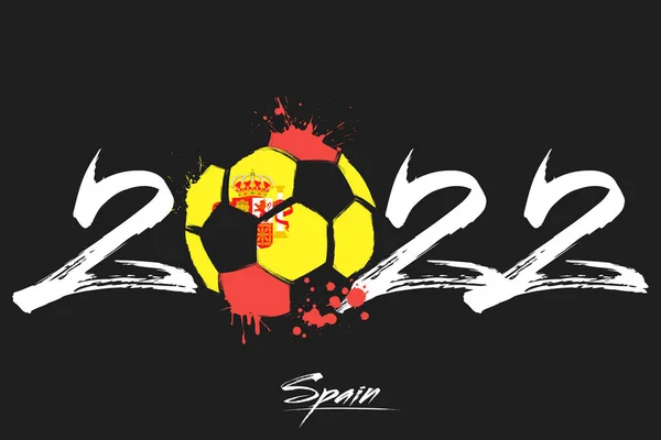 Numbers 2022 Abstract Soccer Ball Painted Colors Spain Flag 2022 — Wektor stockowy