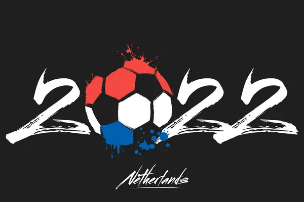2022 Hollanda Bayrağının Renklerine Boyanmış Soyut Bir Futbol Topu 2022 — Stok Vektör