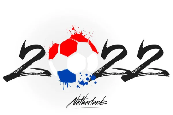 2022 Een Abstract Voetbal Geschilderd Kleuren Van Nederlandse Vlag 2022 — Stockvector