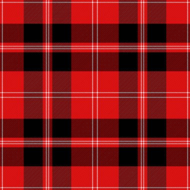 Noel ve yeni yıl ekose kumaşı. İskoç desenli kırmızı, siyah beyaz kafes. İskoç kafesi. Geleneksel İskoç geçmişi. Kusursuz kumaş dokusu. Vektör illüstrasyonu