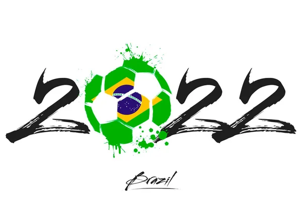 2022年の数字とイングランド国旗の色で描かれた抽象的なサッカーボール 2022年にはイングランドの国旗がサッカーボールの形でブロットで作られている 孤立した背景のベクトル図 — ストックベクタ