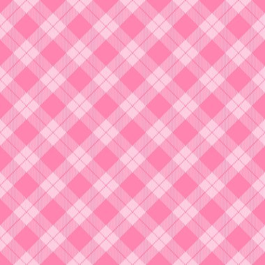 Çapraz tartan sevgililer günü ekoseli. Pembe ve beyaz kafes içinde İskoç deseni. İskoç kafesi. Geleneksel İskoç geçmişi. Kusursuz kumaş dokusu. Vektör illüstrasyonu