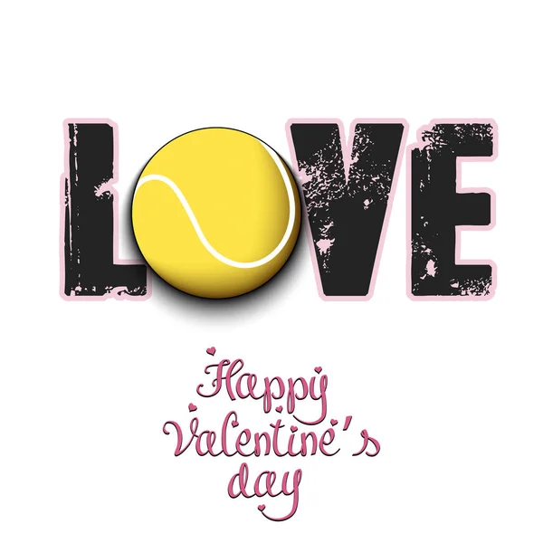 Joyeuse Saint Valentin Amour Balle Tennis Modèle Conception Pour Carte — Image vectorielle