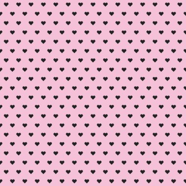 Kalp deseni. Sevgililer Günün kutlu olsun. Pembe arka planda kara kalpler. Kusursuz bir doku. Vektör illüstrasyonu