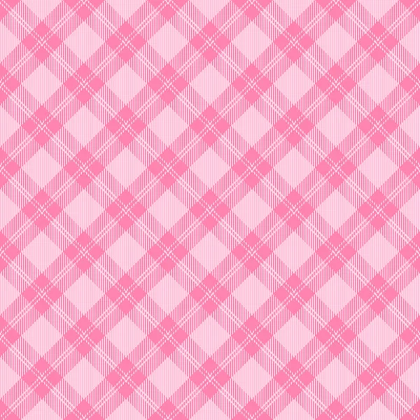 情人节的对角格子呢格子呢 苏格兰模式的粉红色和白色笼 苏格兰笼传统苏格兰格调背景 无缝布质感 矢量说明 — 图库矢量图片