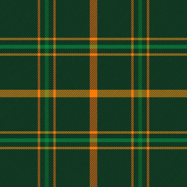 Plaid Tartan Del Giorno Patricks Modello Scozzese Gabbia Verde Arancio — Vettoriale Stock