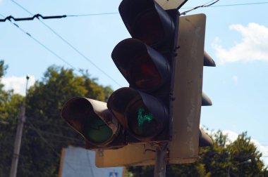 Bu, Ivano-Frankivsk 'teki Halytska Caddesi' ndeki eski bir trafik lambası..