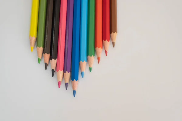 Crayons Four Children Hands White Background Education Concept Concept Kinder — Stock Photo, Image