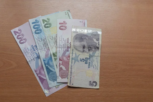 Turkiska Lira Sedlar Ekonomi Koncept Turkiska Lira Bakgrunden Selektivt Fokus — Stockfoto