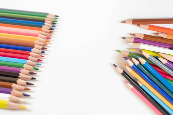 Colored Pencils Isolated White Background Education Kindergarten Concept Idea Pedagogy — Stock Photo, Image