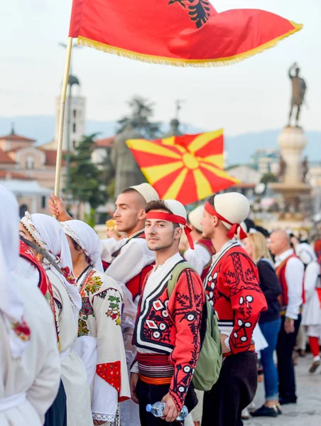 Skopje North Macedonia August 2018 Albánští Makedonští Umělci Mezinárodním Hudebním — Stock fotografie