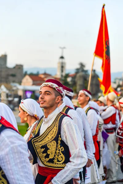 Skopje North Macedonia August 2018 Účinkující Albánie Mezinárodním Hudebním Tanečním — Stock fotografie