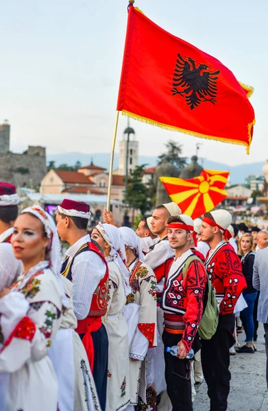Skopje North Macedonia August 2018 Albánští Makedonští Umělci Mezinárodním Hudebním — Stock fotografie