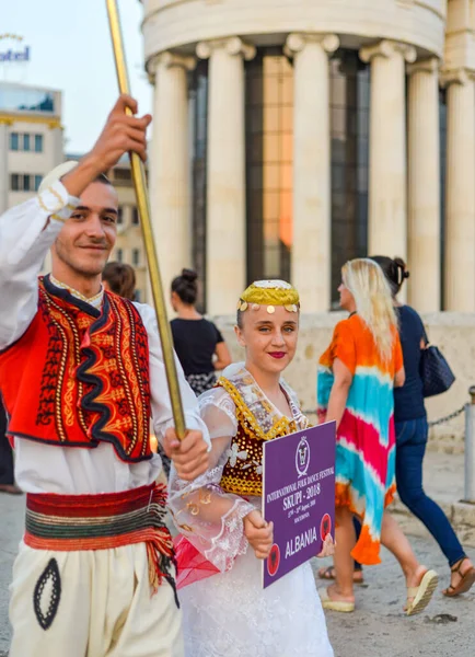 Skopje North Macedonia August 2018 Albánští Umělci Mezinárodním Hudebním Tanečním — Stock fotografie