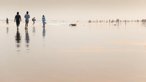 Puri Orissa India Marzo 2018 Atardecer Playa Principal Mientras Los — Foto de Stock