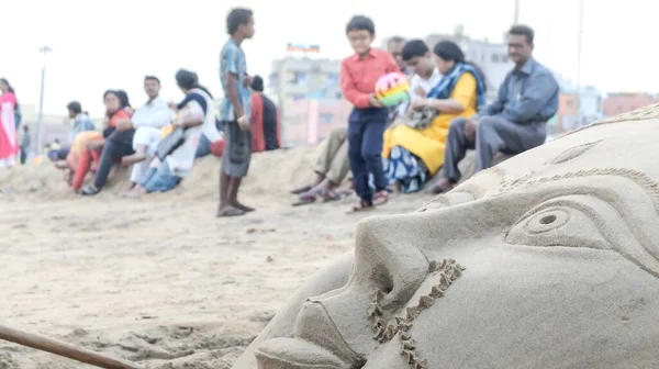 Puri Orissa India March 2018 페루의 해변에서 조각상 — 스톡 사진