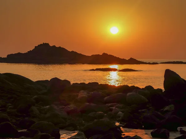 Pôr Sol Mares Calmos Deste Belo Trecho Costa Sudoeste Índia — Fotografia de Stock