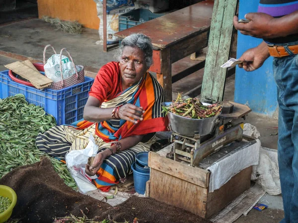 Mysuru Mysore Karnataka India Febuary 2018 Devaraja Market Elderly Female — 图库照片