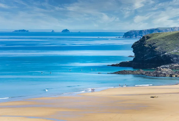 Newquay Cornwall England Velká Británie Června 2021 Beachgoers Paddle Boarders — Stock fotografie