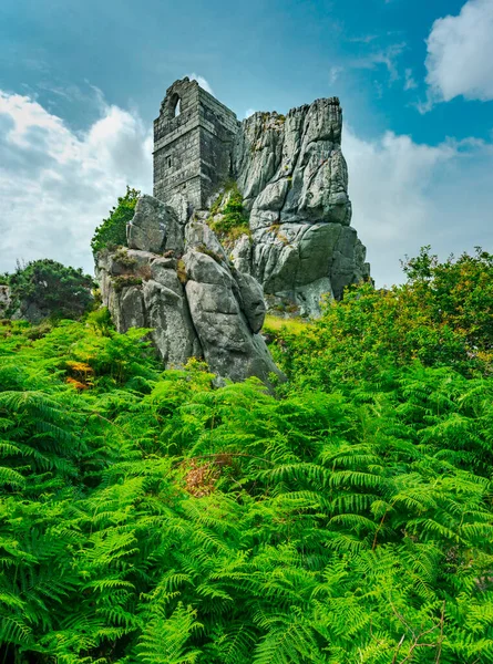 Touristenattraktion Central Cornwall Einem Sommertag Ein Granitfelsen Mit Alter Zerstörter — Stockfoto