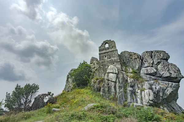 Sitio Turístico Central Cornualles Día Verano Afloramiento Granito Con Antigua — Foto de Stock