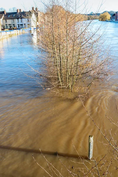 Bewdley Worcestershire England February 2022 Very High Torrential River Waters — Stock Photo, Image