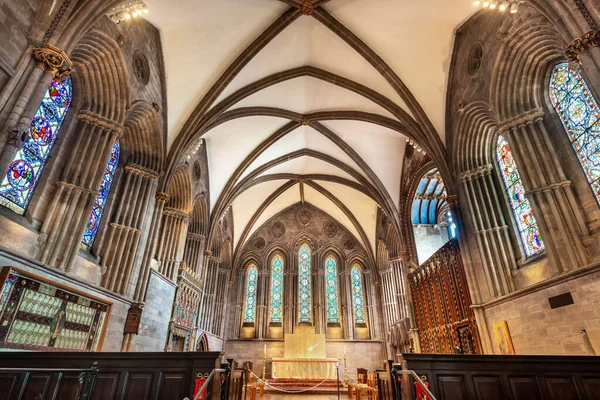 Uvnitř Krásné Zdobené Katedrály Kostela Anglikánské Diecéze Herefordu Detailní Architekturou — Stock fotografie