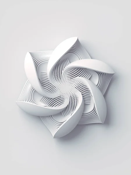 白い幾何学的なスタイルの花抽象的な3Dレンダリングアートの背景 トレンドデザイン要素 現代のミニマルファッションのコンセプト デジタルイラスト — ストック写真