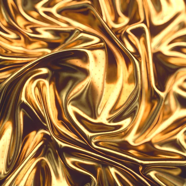 Złoty Materiał Falisty Wzorem Lśniących Rombów Psychodeliczna Powierzchnia Renderująca Cyfrową — Zdjęcie stockowe