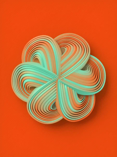 オレンジの背景にコンセプトデザインのための3Dレンダリング幾何学的なスタイルの花 トレンドデザイン要素 現代的な最小限の抽象的なデジタルイラスト — ストック写真