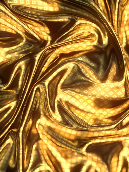 Tecido Ondulado Dourado Com Padrão Quadrados Brilho Fundo Abstrato Vívido — Fotografia de Stock