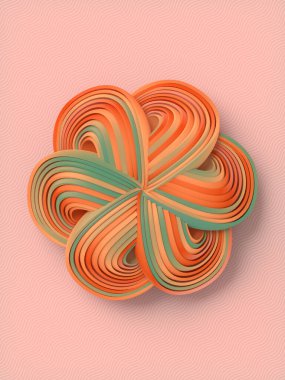 Şekil verilmiş çiçeğin sanat tasarımı. Minimum simge, sembol. Soyut geometrik desen. Modern konsept. 3d görüntüleme arkaplanı