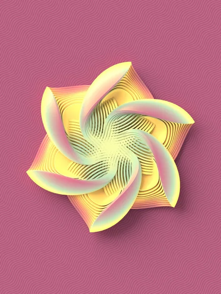 3D biçimlendirilmiş holografik geometrik çiçekli modaya uygun kağıt sanat şablonu. Modern moda konsepti. En küçük dijital illüstrasyon