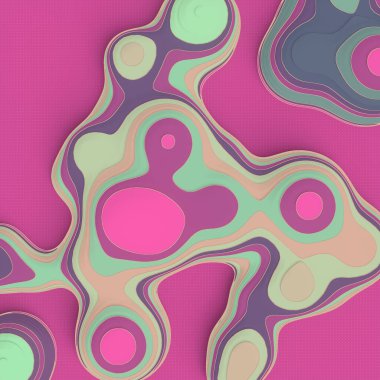 Çok renkli deseni olan soyut çizgili bir meta tabaka. Grafik tasarımı için modern şablon. Dijital çizim. 3D görüntüleme. Tasarım ögesi