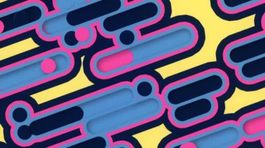 Renkli geometrik şekillerin çapraz hareketi. 3d canlandırma döngüsü HD