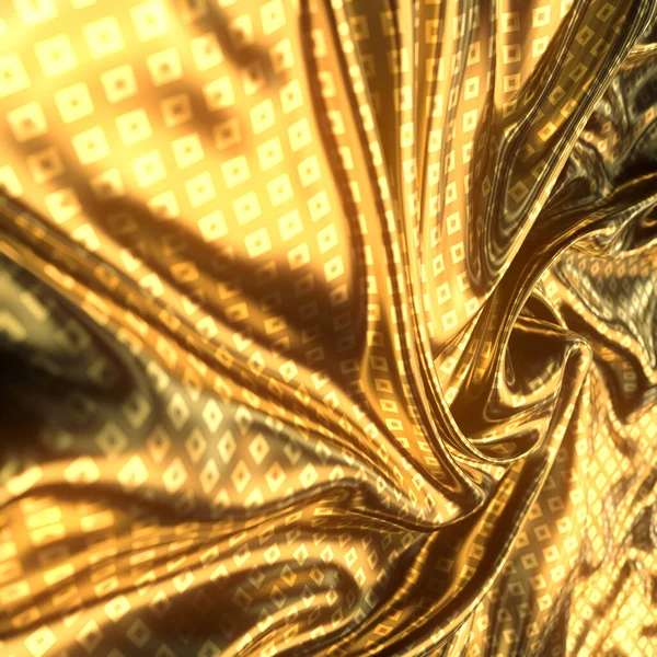 Representación Material Tela Lujo Oro Con Patrón Rectángulos Brillantes Elegante — Foto de Stock