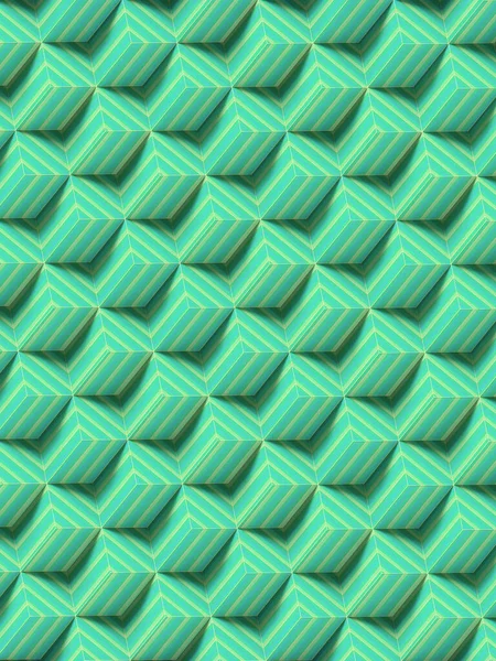 Projeção Ortográfica Retângulos Cobertos Com Textura Listrada Cor Verde Renderização — Fotografia de Stock