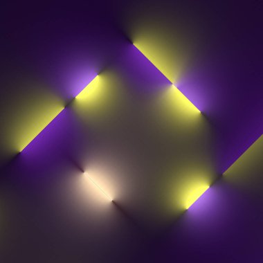 Parlayan neon çizgilerin soyut dijital çizimi. Modern 3D yorumlama grafik konsepti. Gelecekçi tarzı. Sanat arkaplanı