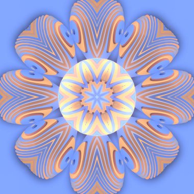 Soyut neon rengi kaleydoskopik desen, biçimlendirilmiş bir fantezi çiçeği gibi. Yaratıcı tasarım. Çağdaş sanat konsepti. 3d canlandırma dijital illüstrasyon sanat arka planı