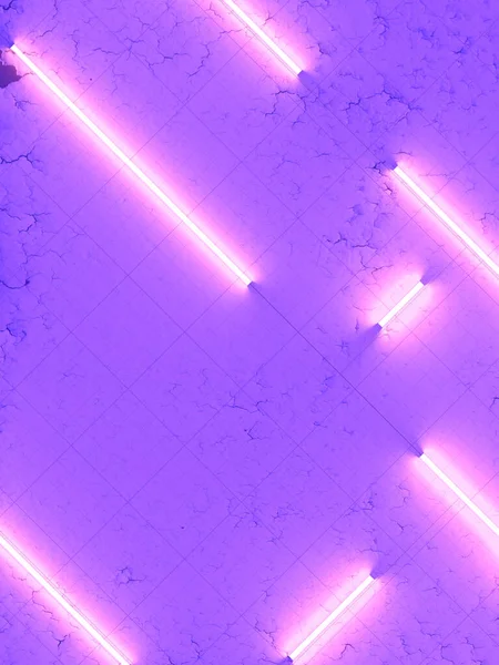 Vaaleanpunainen Loistelamput Vanha Säröillä Pinnalla Trendikäs Neonvalokuvio Abstrakti Luova Konsepti — kuvapankkivalokuva