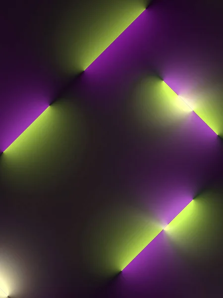 Keltainen Violetti Loistelamput Tummalla Pohjalla Abstrakti Mallinnus Digitaalisesta Kuvasta Moderni — kuvapankkivalokuva