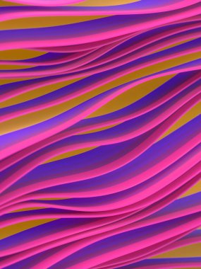 Çok renkli dalgalı soyut gradyan arkaplan. Modern renkli dijital illüstrasyon. 3D tasvir etme moda sanat
