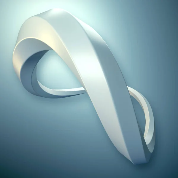 White Mobius Strip Ring Sacred Geometry Spatial Figure Upturned Surfaces — Stock Photo, Image