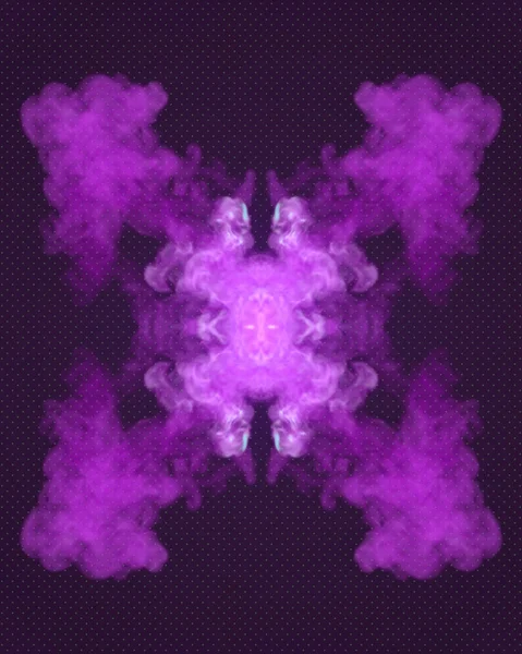 Fantásticas Explosões Mágicas Padrão Caleidoscópico Com Fumaça Colorida Violeta Composição — Fotografia de Stock