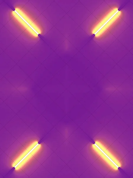 Флуоресцентні Лампи Фіолетовому Фоні Абстрактний Рендеринговий Геометричний Неоновий Шаблон Модна — стокове фото