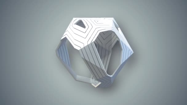Mișcarea unei figuri geometrice albe 3D redare animație buclă digitală HD — Videoclip de stoc