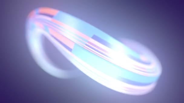 Endless loop animation of impossible math figure with neon stripes. 3d rendering — Video