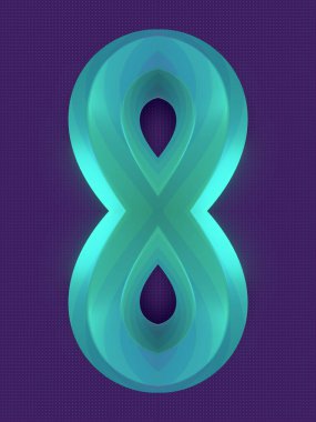 Sonsuz neon rengi soyut sihirli şekil. Moda şablonu. Fantezi optik illüzyon arka planı. 3d dijital resimleme